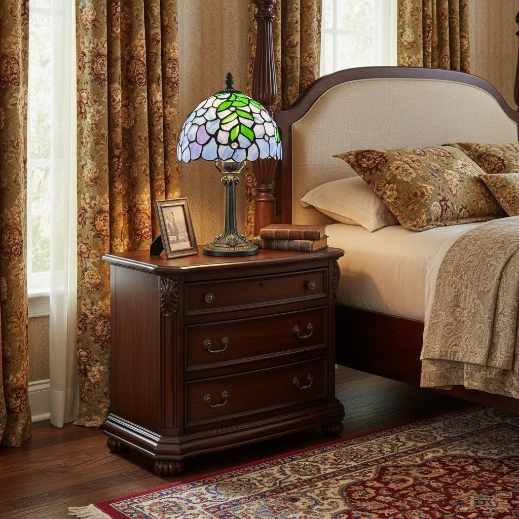Virelle Colorful Glass Dome Table Lamp – Traditional Tiffany Style for Bedroom K2126
