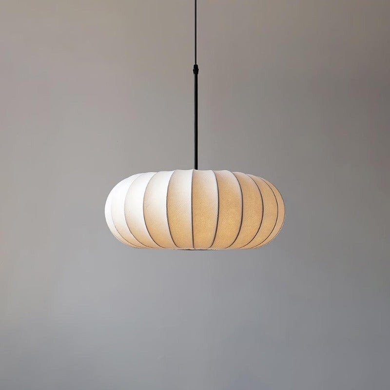Simple Wabi-sabi White Lantern Fabric Pendant Lamp K744