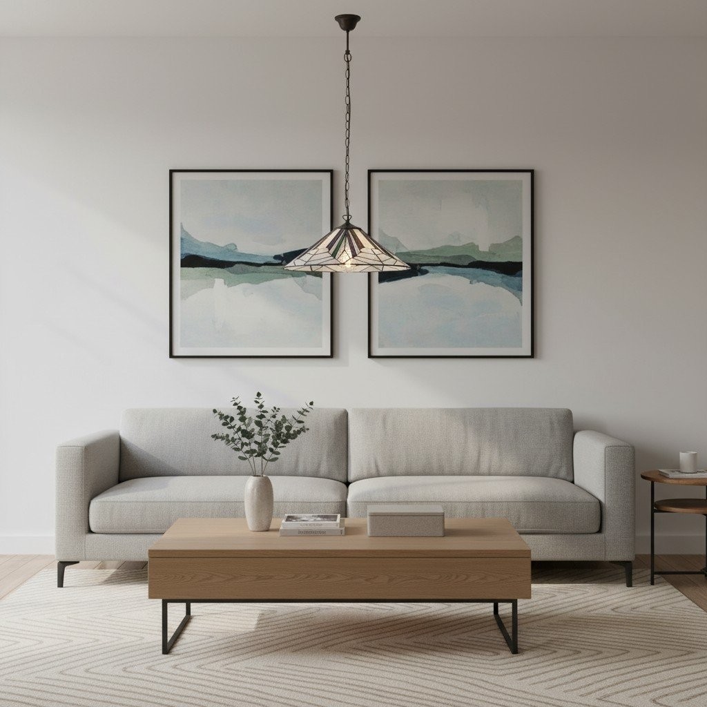 TF Astoria Tiffany Ceiling Pendant - Dimpled Geometric Glass Design for Living Room K2009