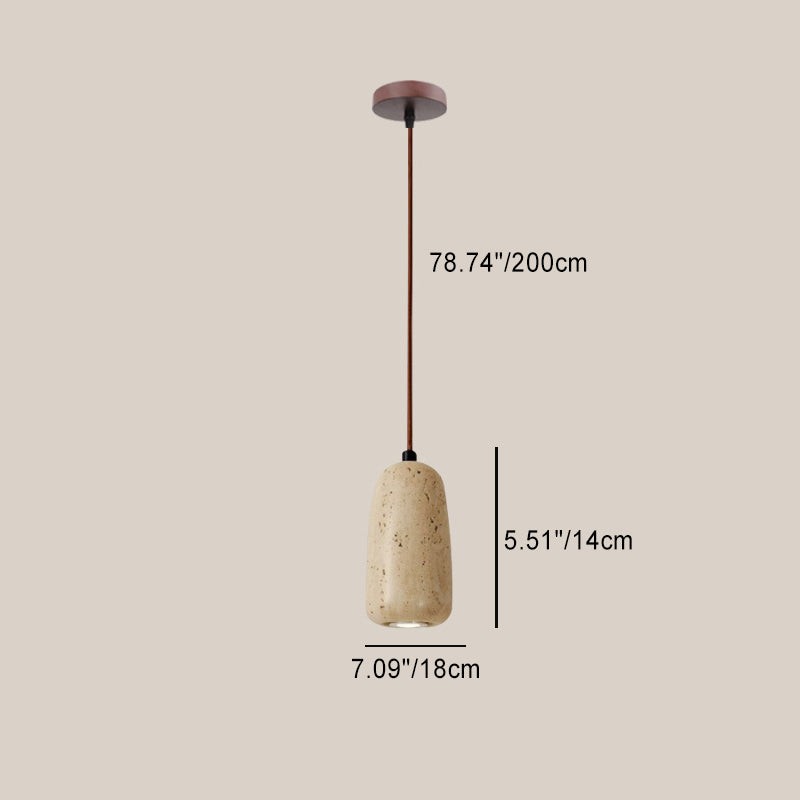 Traditional Japanese Travertine Wood Pendant Lamp K723