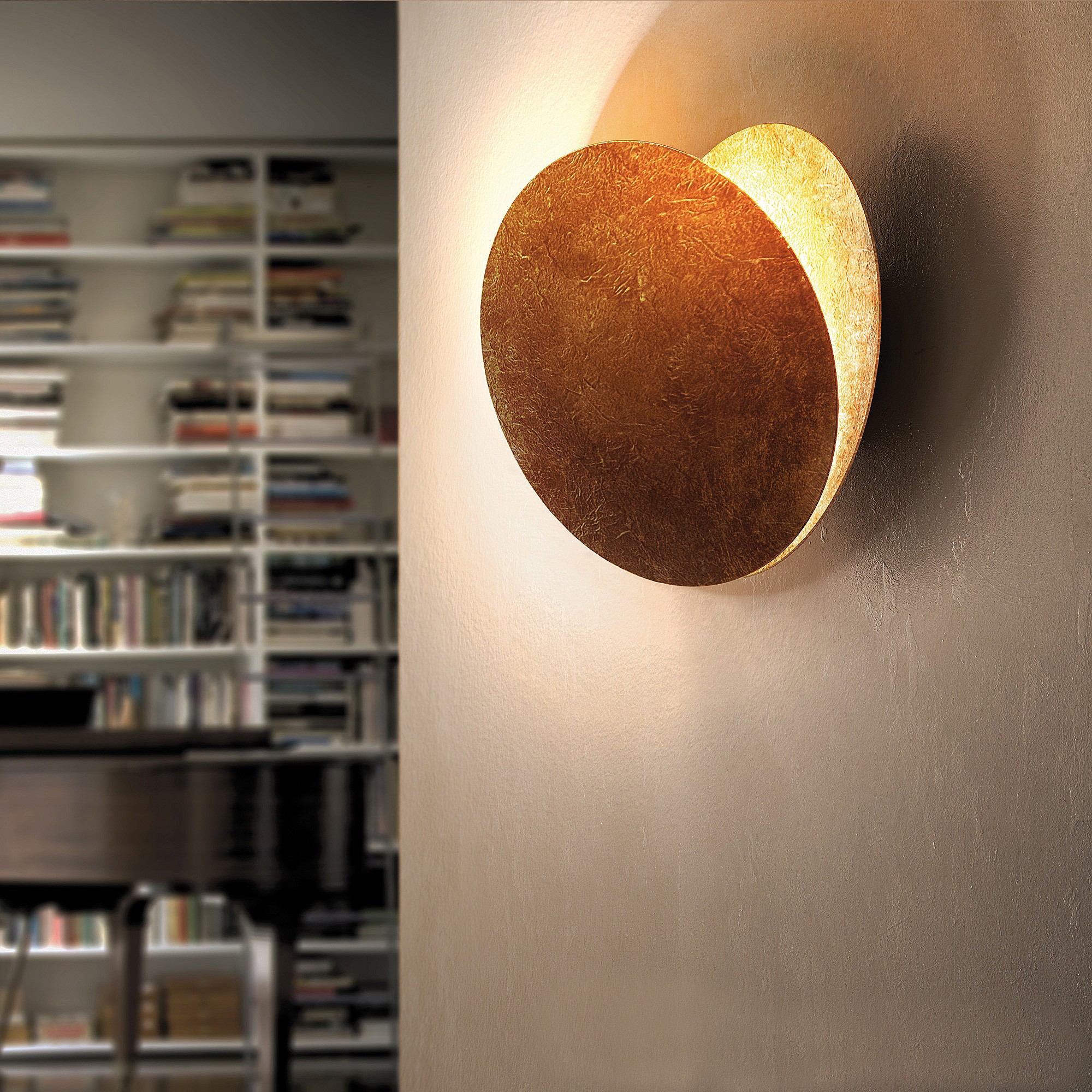 Elegant Round Lederam Wall Lamp - Modern Metallic Wall Light for Living Room