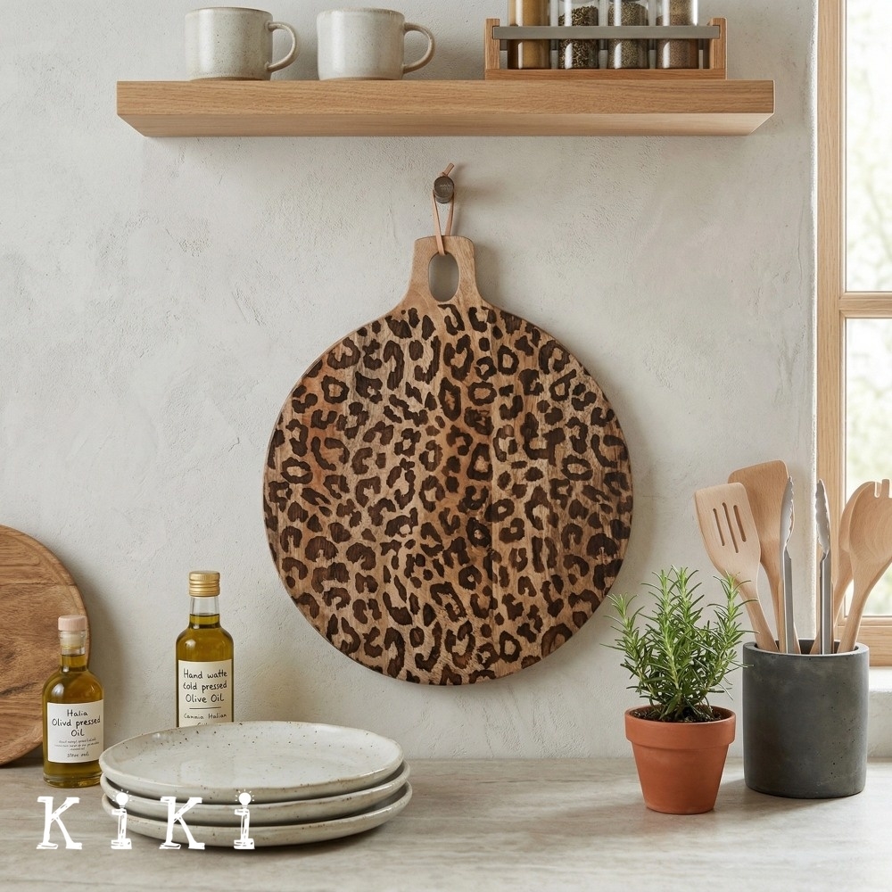 Lepwood Leopard Print Wooden Serving Board for Kitchen Styling and Entertaining K2346