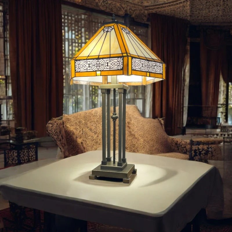 Velora Artisan Dragonfly Stained Glass Table Lamp - Vintage Tiffany Style Light K1866