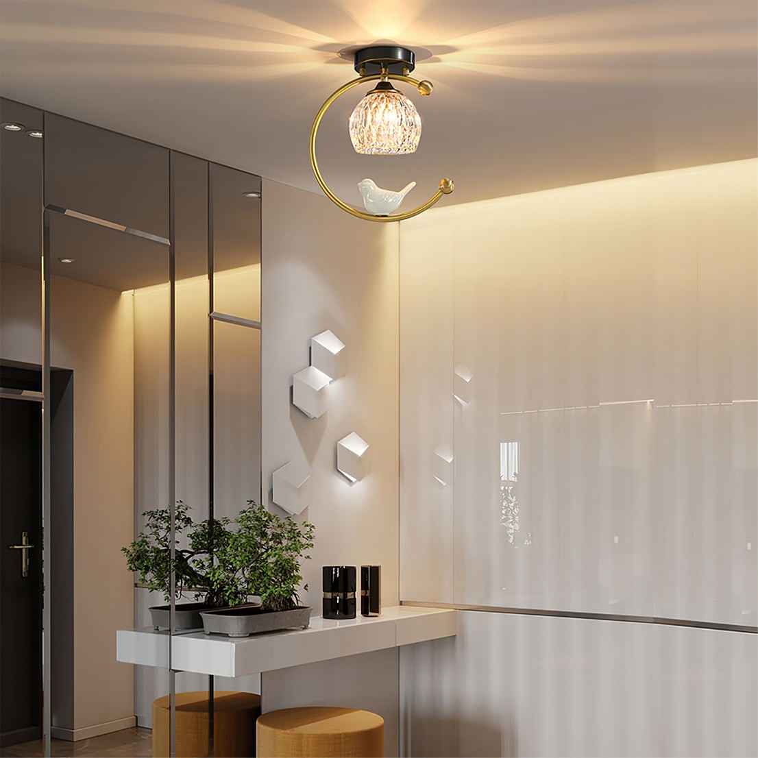 Ceramic Bird Ceiling Lamp K989