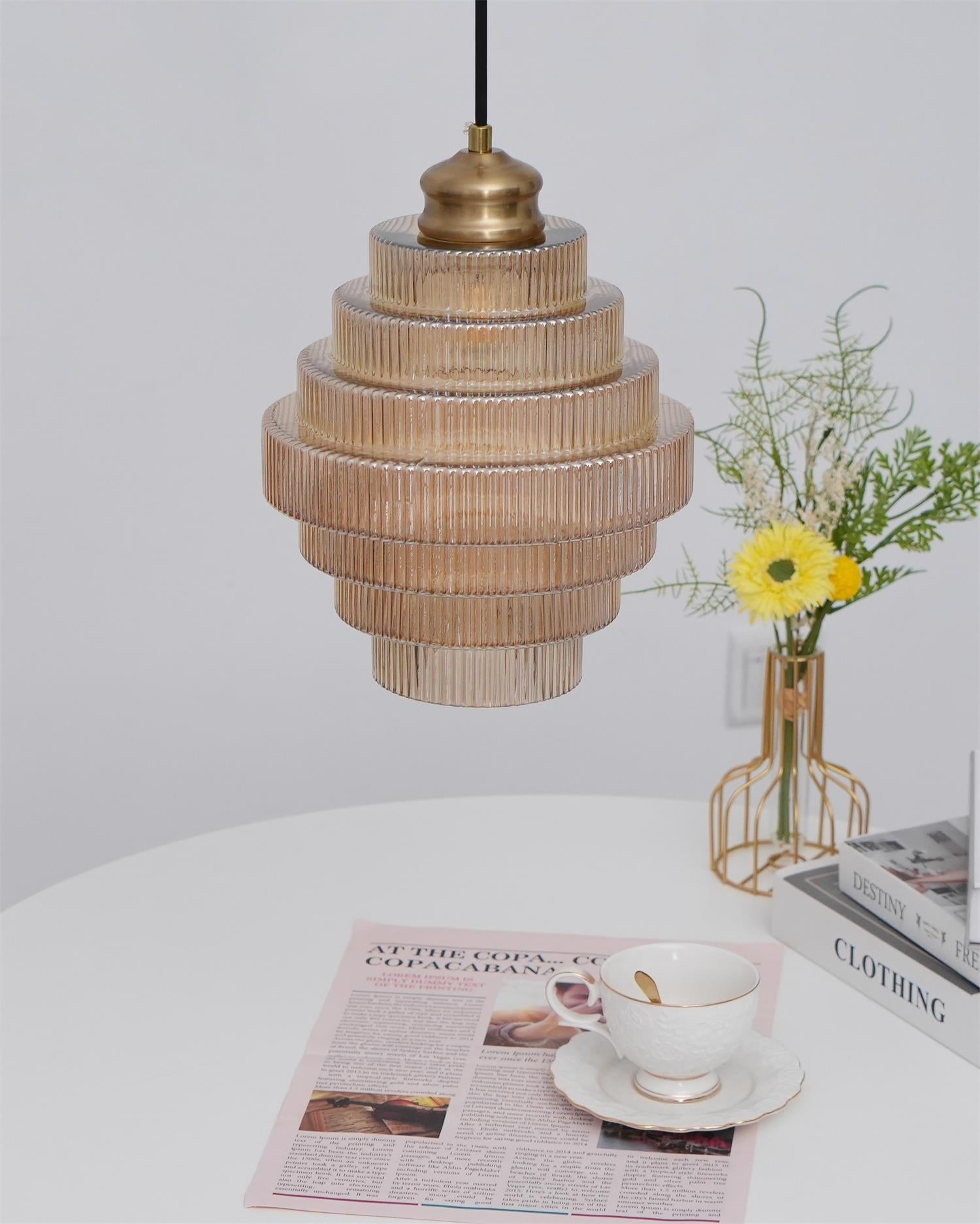 Bottis Minimalist Glass Pendant Lamp - Stylish Layered Hanging Light for Dining Table K469