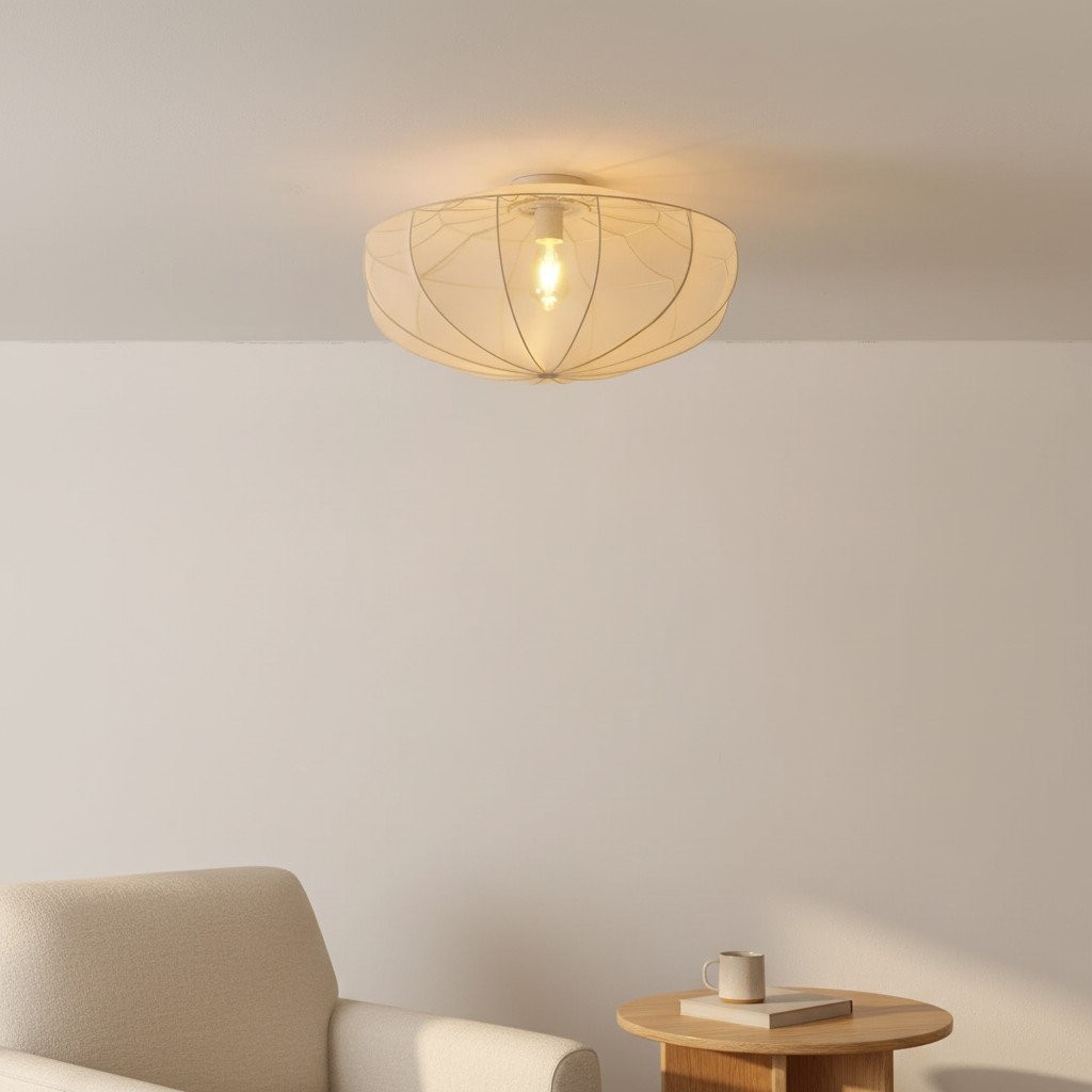 Lumifil Draped Mesh Ceiling Light - Boho Rustic Textured Shade Lamp for Living Room or Bedroom K1723