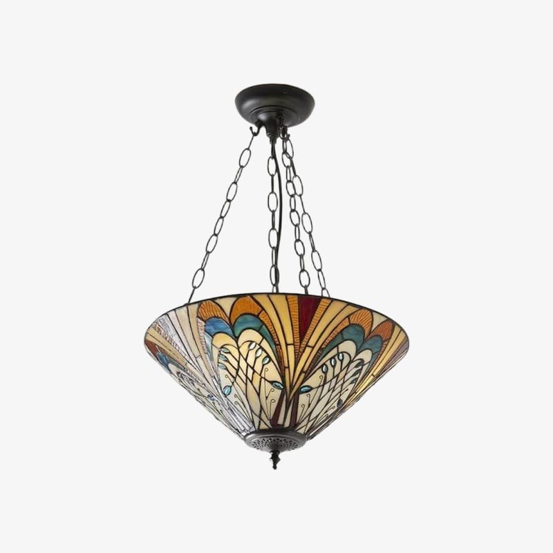 TF Hector Ceiling Light - Handcrafted Stained Glass Design Semi‑Flush or Pendant Fixture for Home K1990