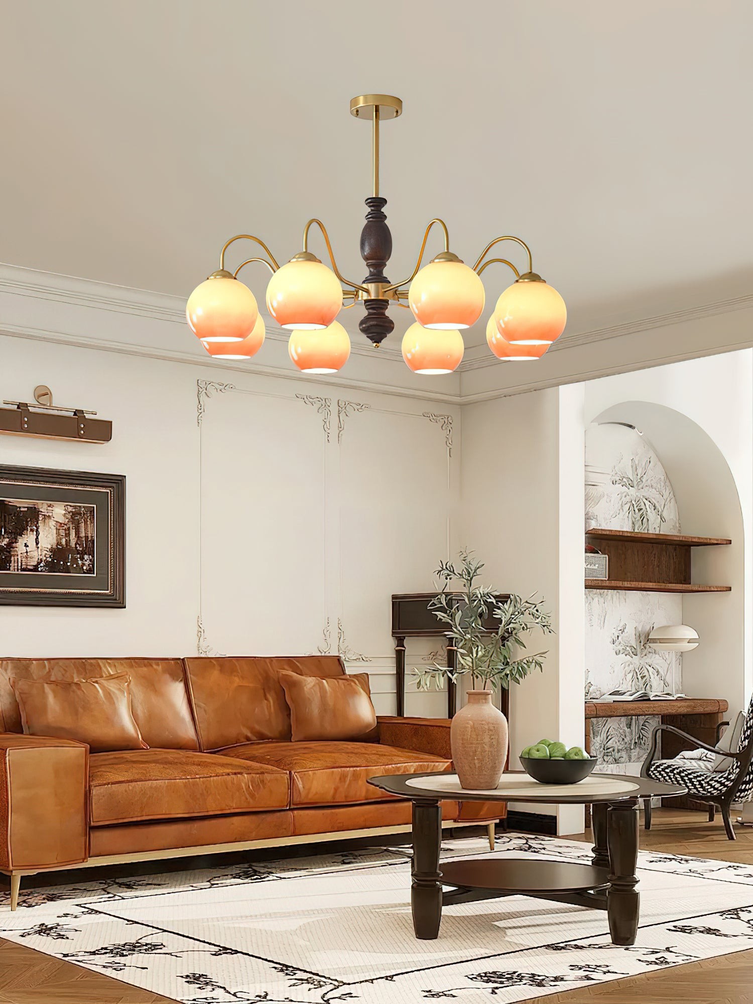 French Medieval Style Caramel Orb Chandelier K292