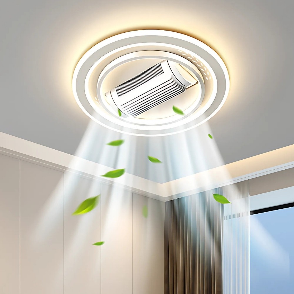 Modern LED Flat Quiet Bladeless Ceiling Fan LIght K1105