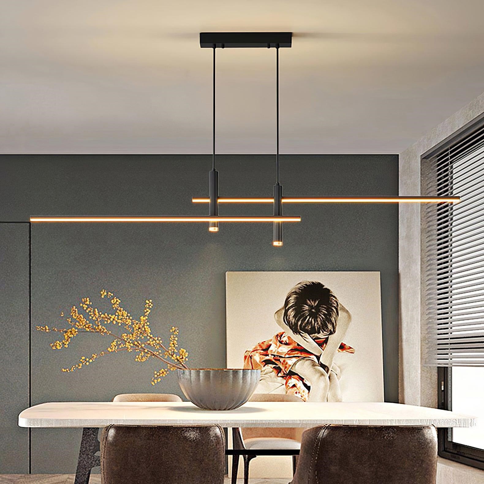 Modern Minimalist Sleek Metal Rod Chandelier K521