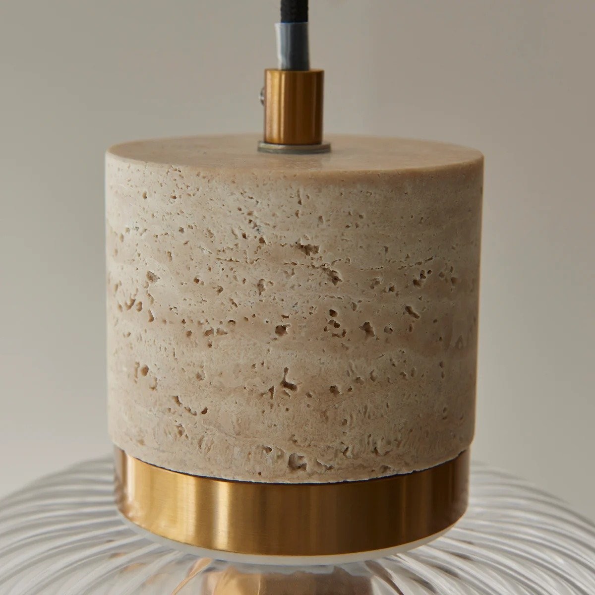 Korlisse Natural Stone and Glass Pendant Light - Stylish Lamp for Lounge or Living Room K1897