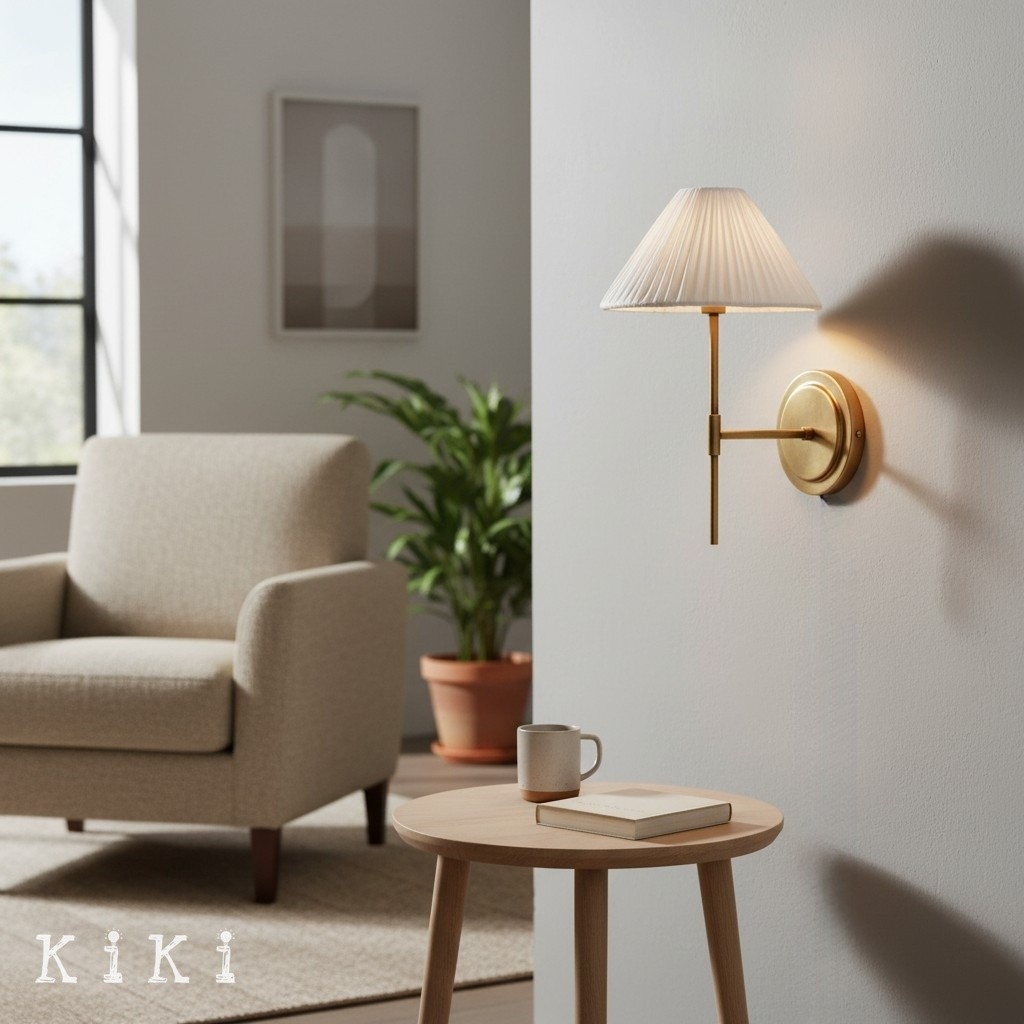 Blossine Scalloped Linen Shade Wall Light - Classic Sconce for Bedroom K1572