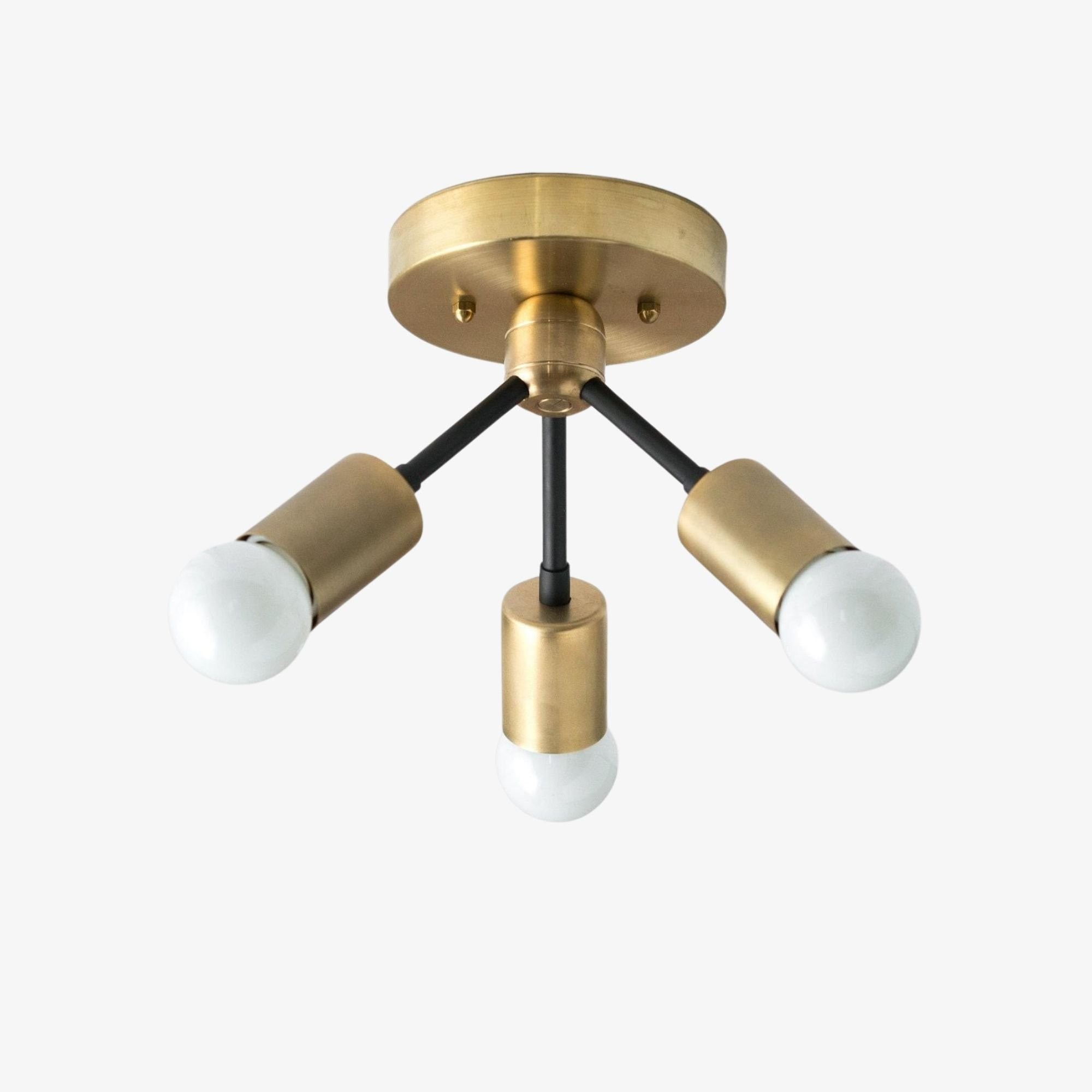 Mobilux Line Modern Brass Flush Mount - Minimalist Gold Ceiling Light for Bedroom K1454