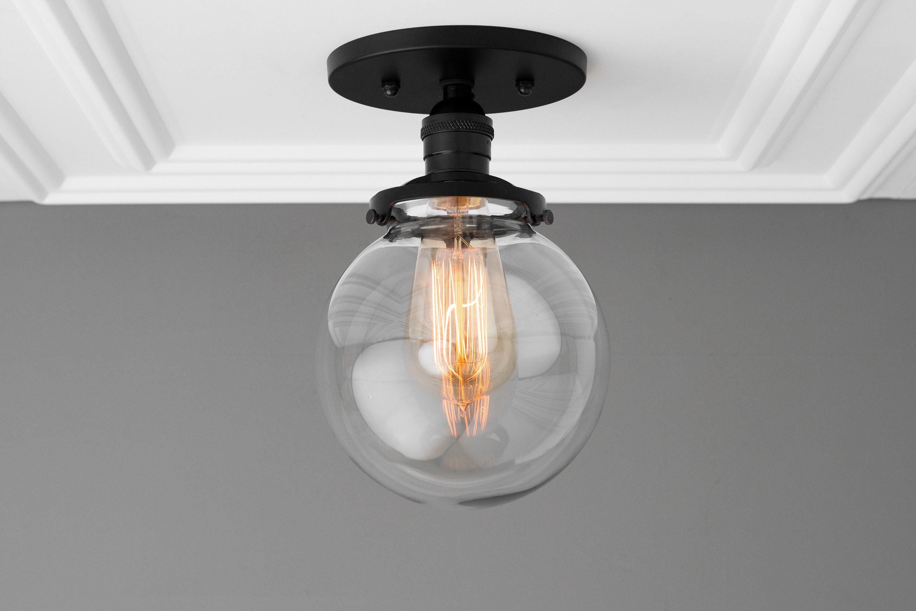 Glorica Glass Retro Globe Ceiling Light - Vintage Industrial Home Lighting K1509