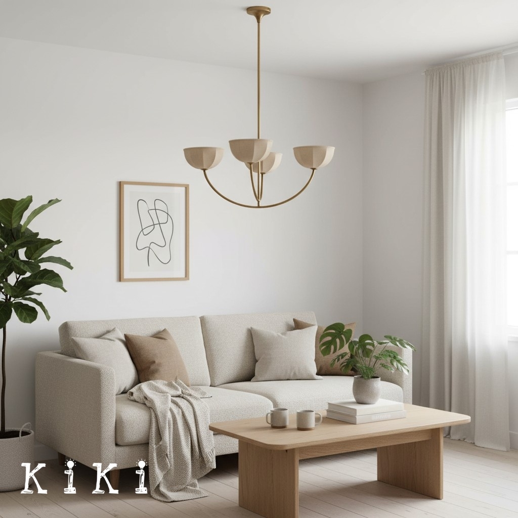 Loomis Minimalist Fabric Chandelier - Soft Ambient Lighting for Kitchen Island K2355