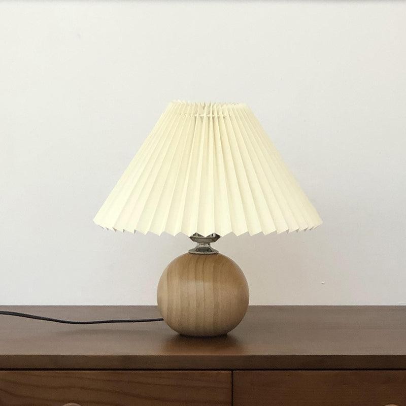 Pleated Wooden Table Lamp For Living Room K09