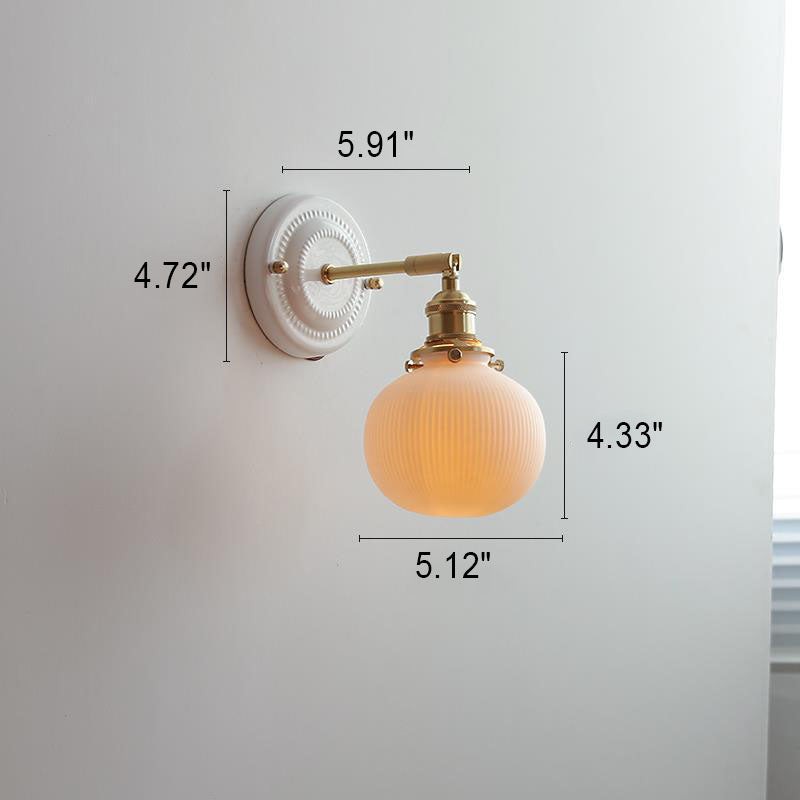 Vintage Japanese Ceramic Brass 1-Light Wall Sconce Lamp K1284
