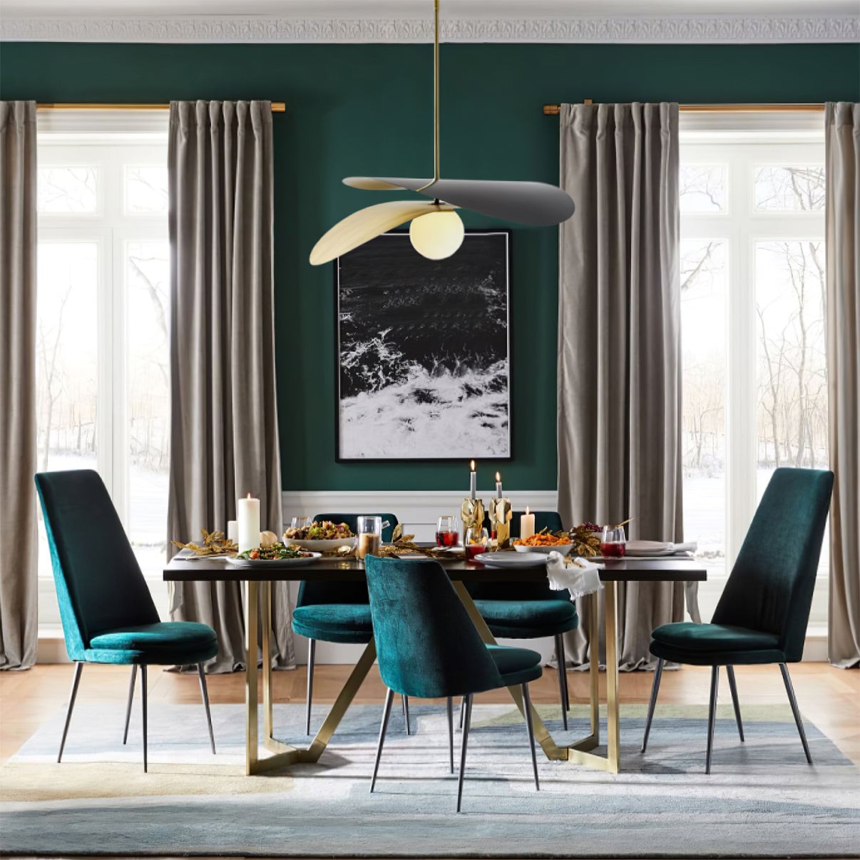 Nordic Simple Double-layer Spherical Glass Ball Chandelier K556