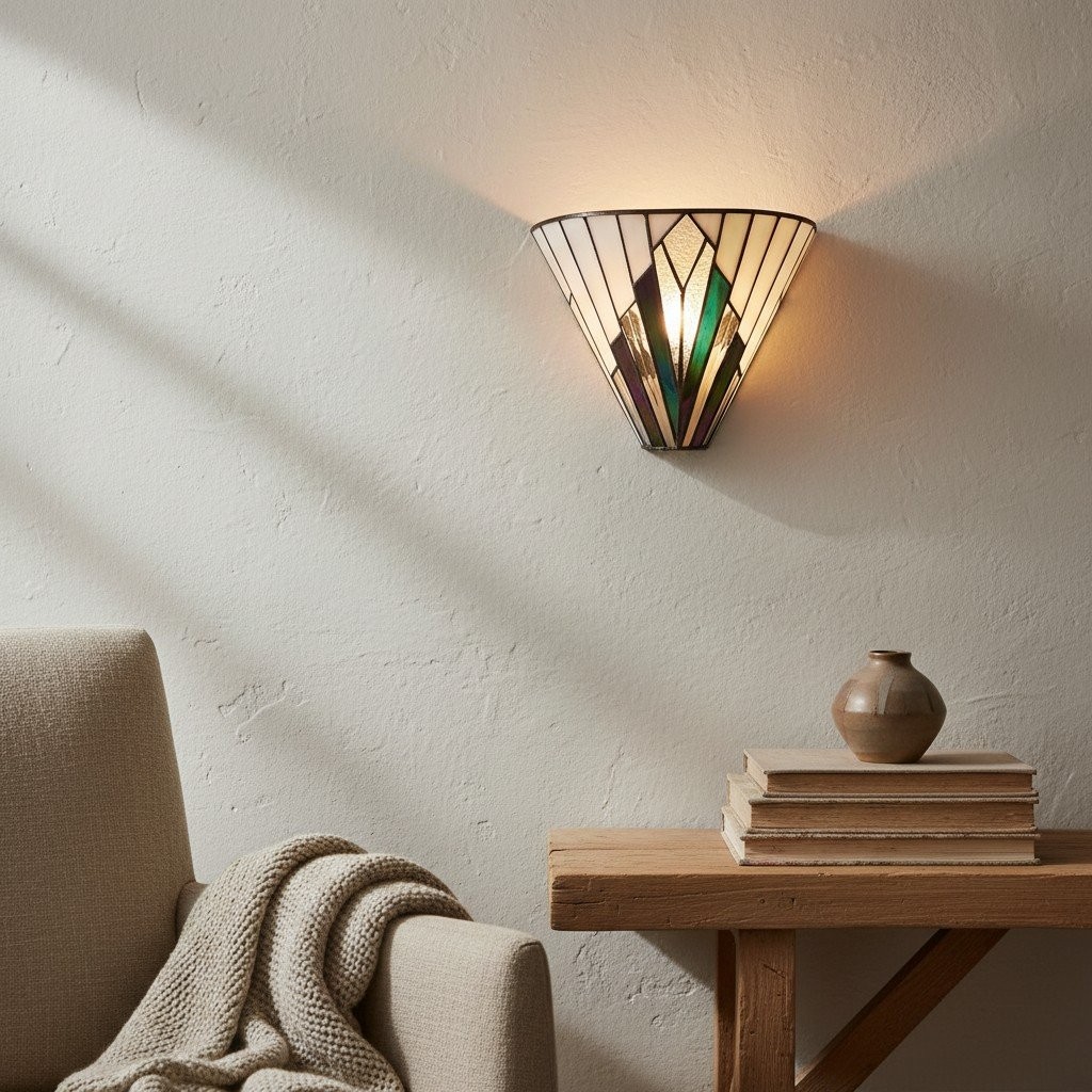 TF Astoria Fan Shaped Vintage Art Glass Wall Lamp for Living Area or Bedroom K2007