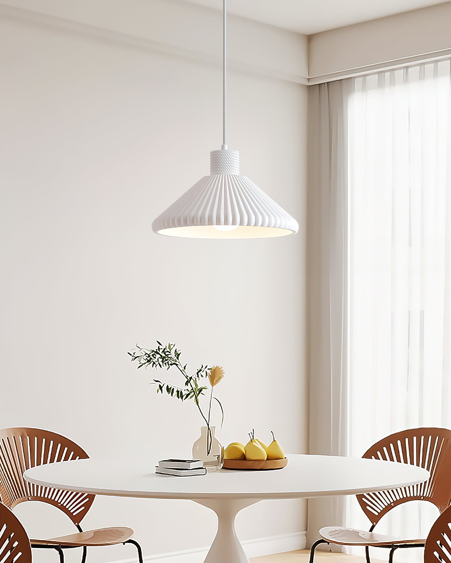 Cream Style Cone Striped Pendant Lamp K681