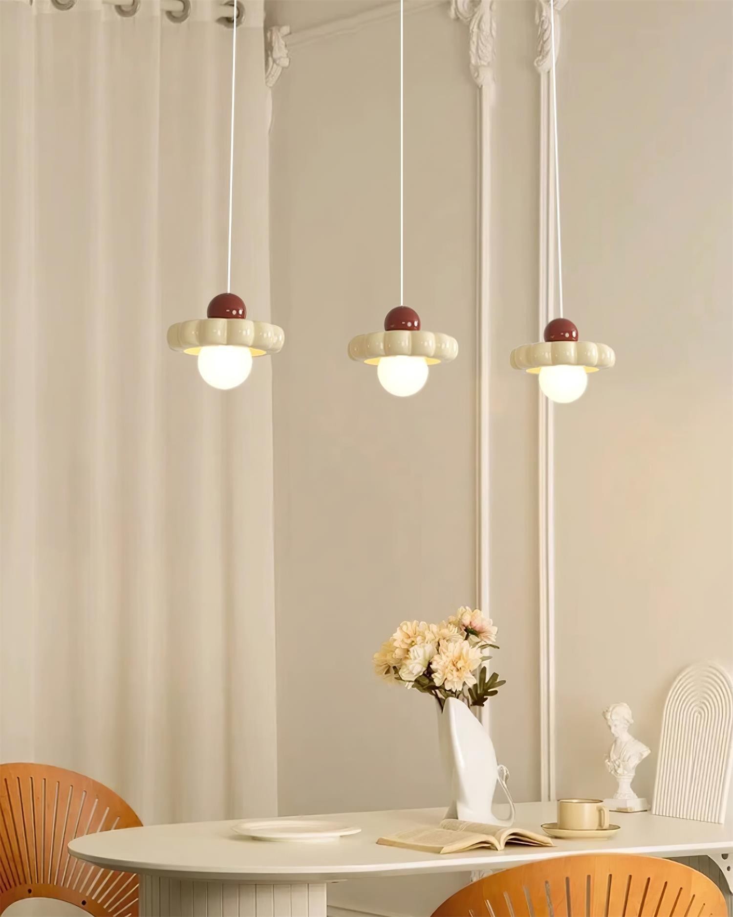 Cream Style Long Line Pumpkin Texture Pendant Lamp K307