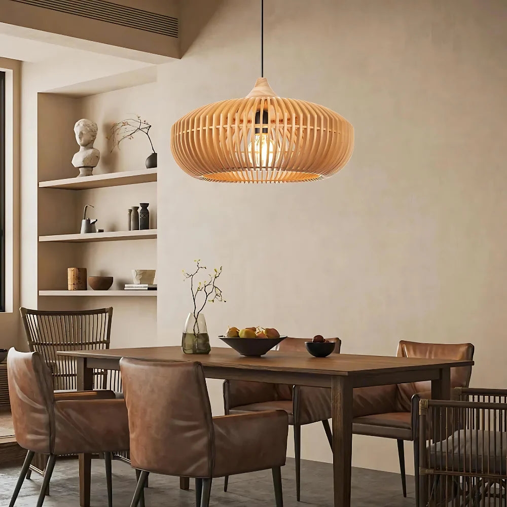 The Halo of Zen Japandi Wood Pendant Light D837