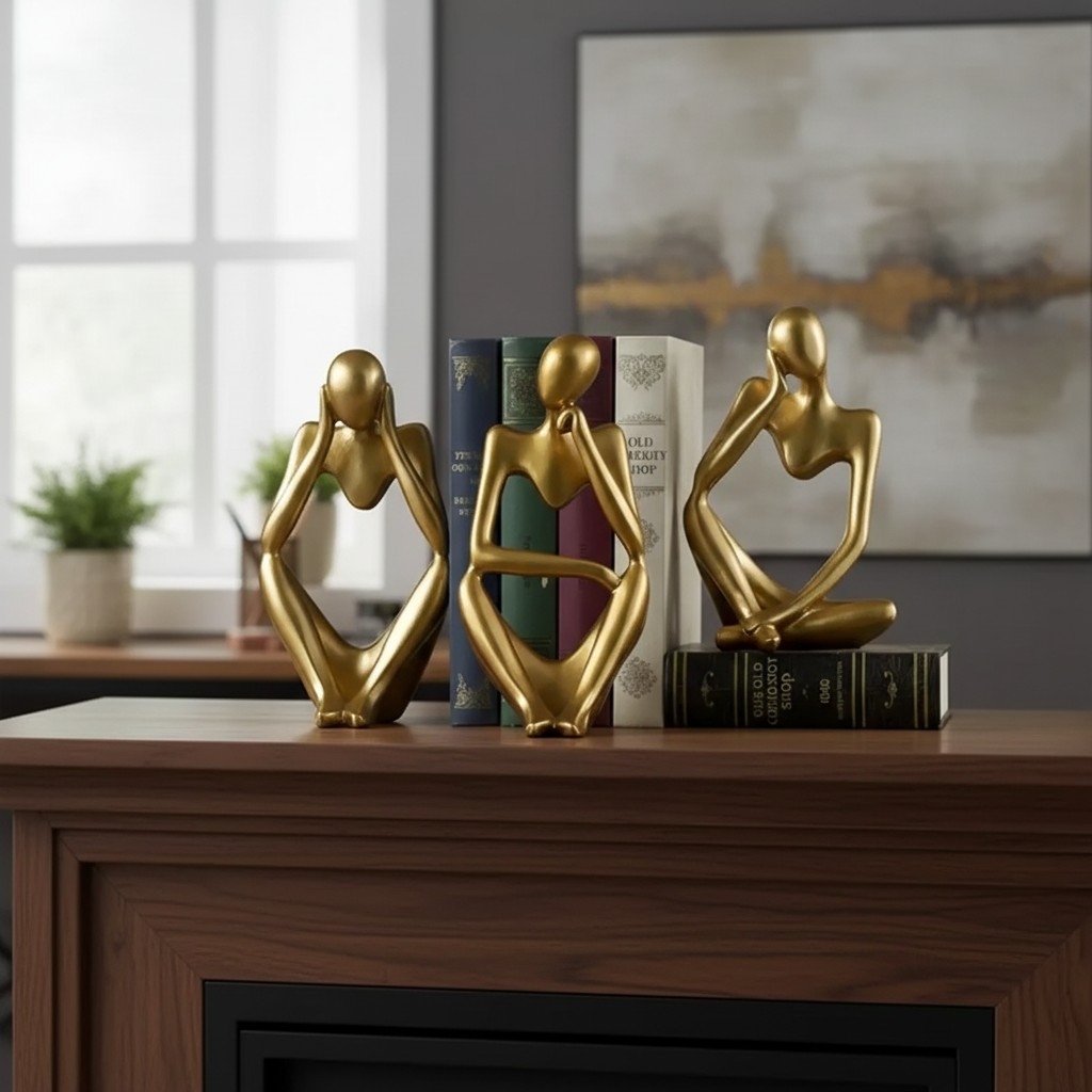 Floxo Artistic Desk and Shelf Figurine - Thinker and Lazy Dog Design for Bookshelves and Tables K2361
