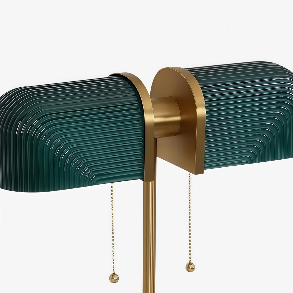 Aurebron Fluted Glass Table Lamp - Modern Decorative Metal Base Table Lamp for Living Room K2316