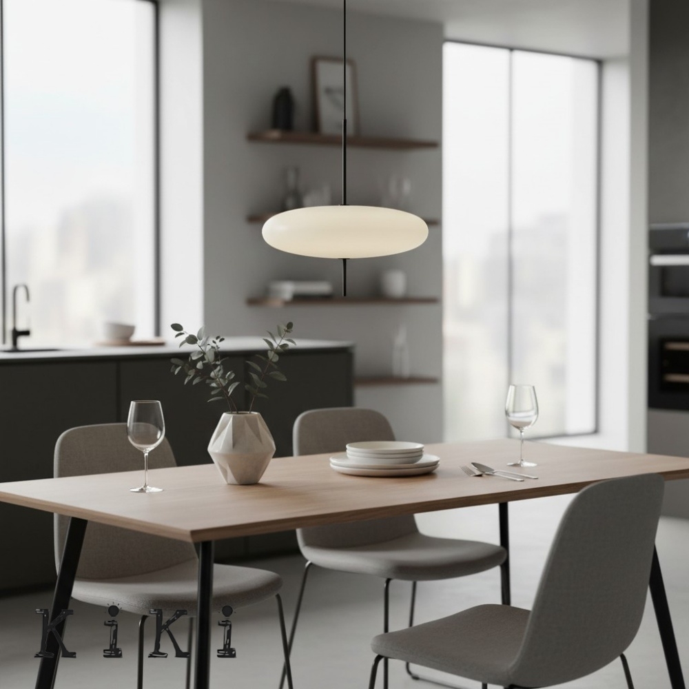 Minimalist Model 2065 Pendant Lamp - Oval Acrylic Lighting for Dining Room and Living Spaces