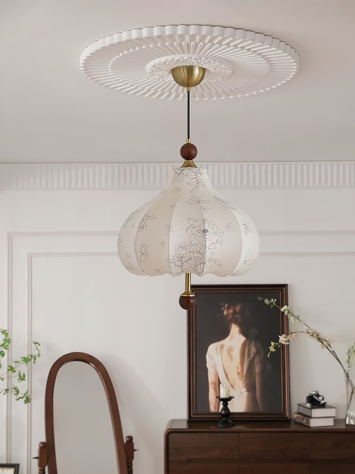 French Retro Fabric Pattern Pendant Lamp K317