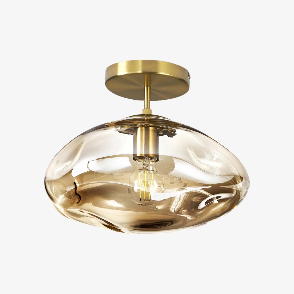 Glissora Reflective Glass Semi-Flush Ceiling Lamp - Sculptural Design, Versatile Finish for Hallways & Dining K1757