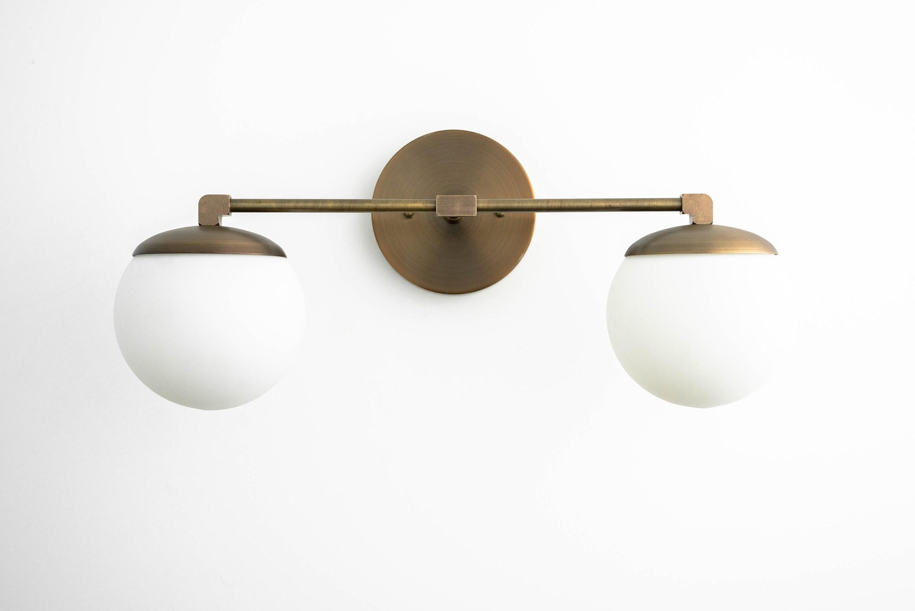 Glorica Glass Vanity Light - Art Deco Brass Wall Globe Fixture Modern K1521