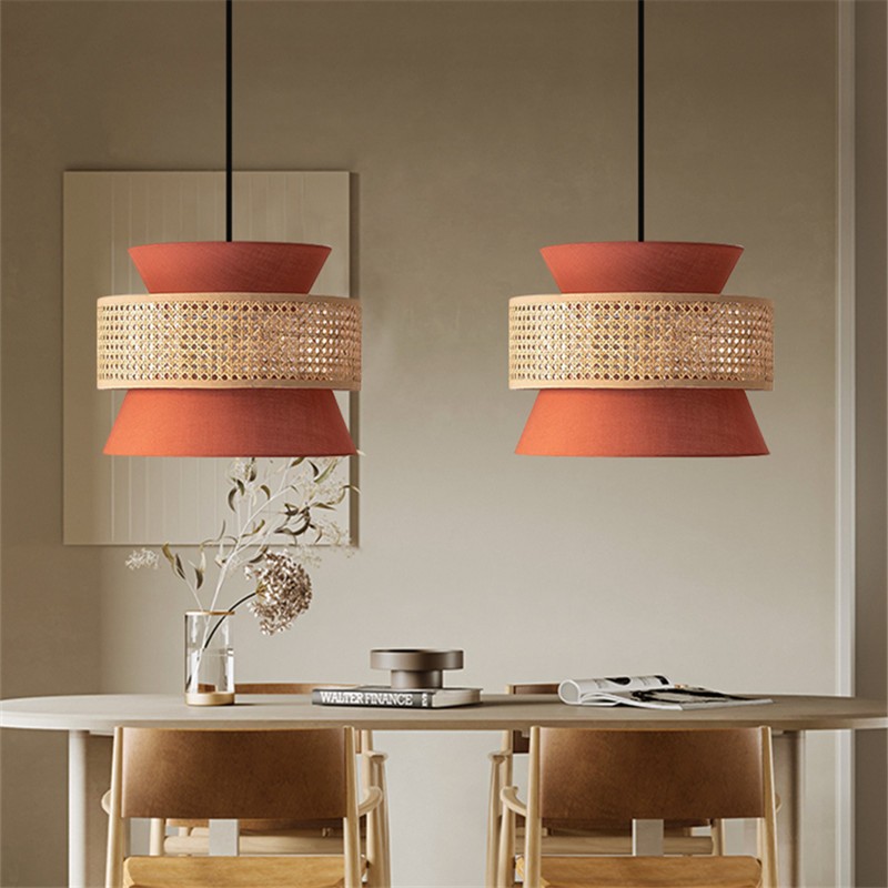 Retro Rattan Wood Woven Pendant Lamp