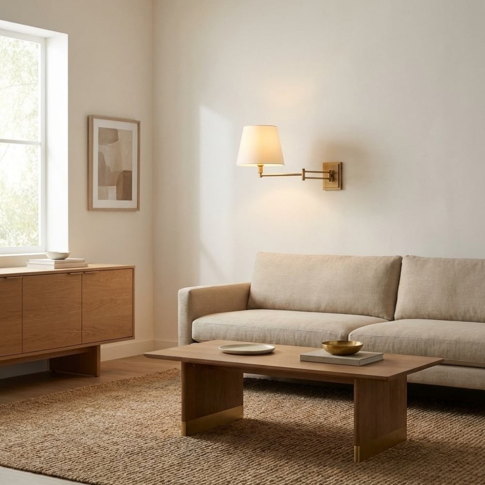 Arcuma Linen Shade Wall Light - Stylish Illumination for Living Room and Bedroom K2075