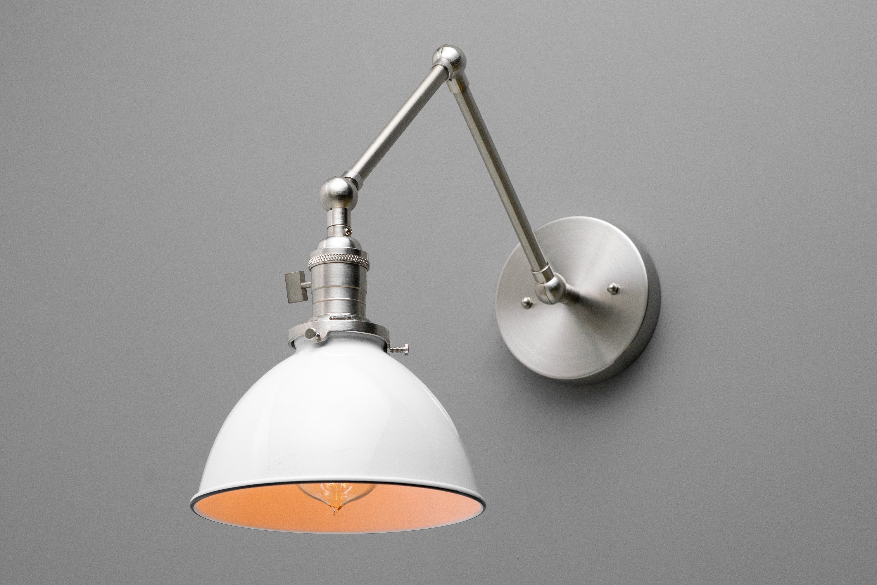 Conique Metal Vintage Industrial Swing Arm Wall Lamp - Adjustable Dome Shade for Study K1467