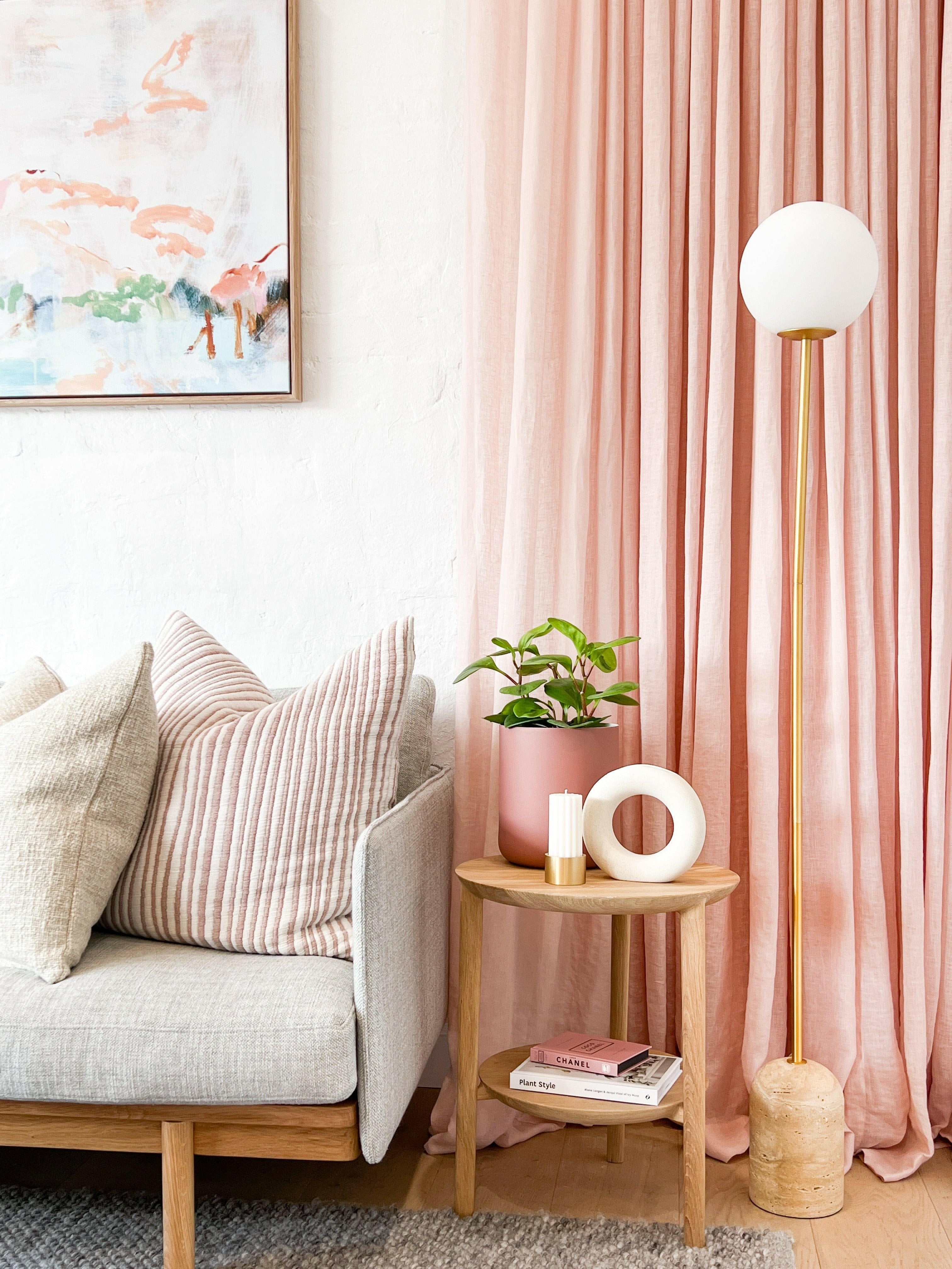 Modern Minimalist Travertine Base Glass Orb Floor Lamp K875