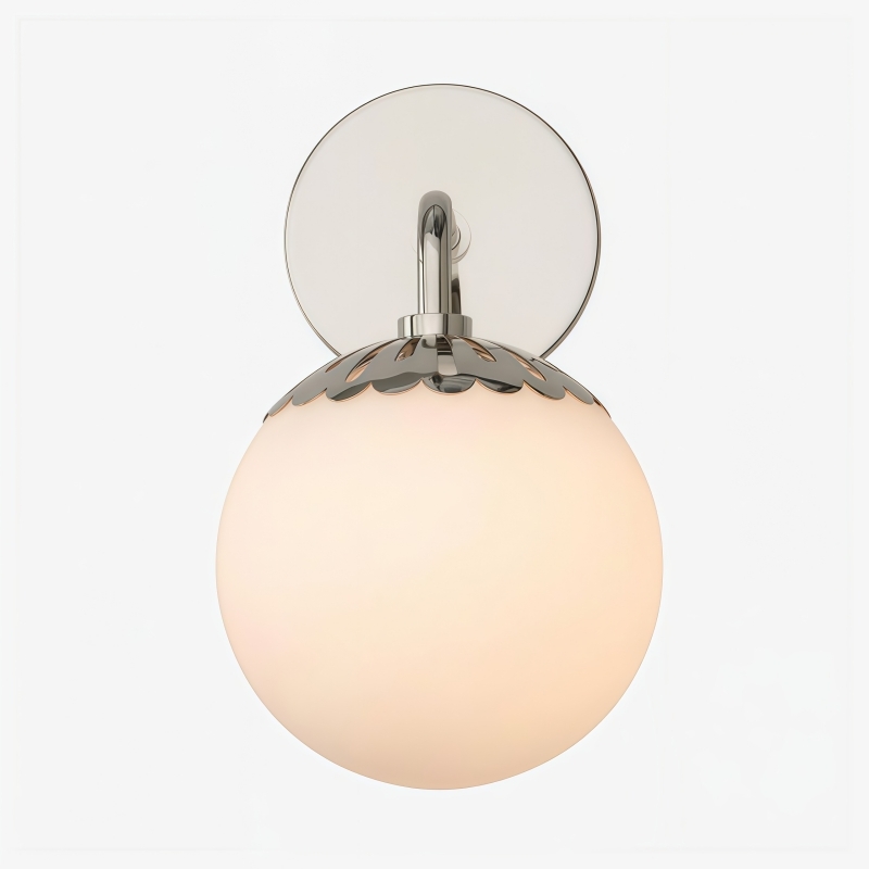 Vinbrea Glass Globe Wall Lamp - Minimal Curved Arm Light for Living Room K2382