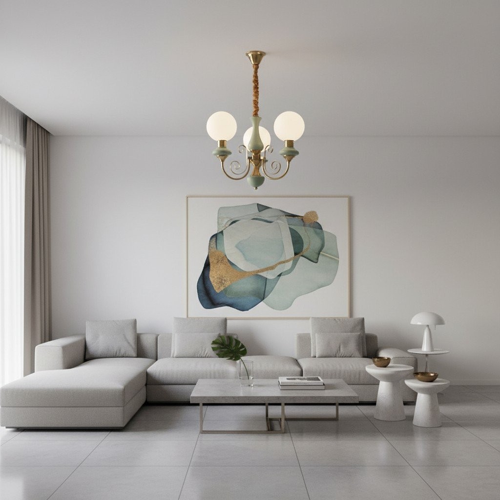 Radiara Sculptural Luxurious Glass Chandelier - Elegant Metal Lighting for Living Room K2110