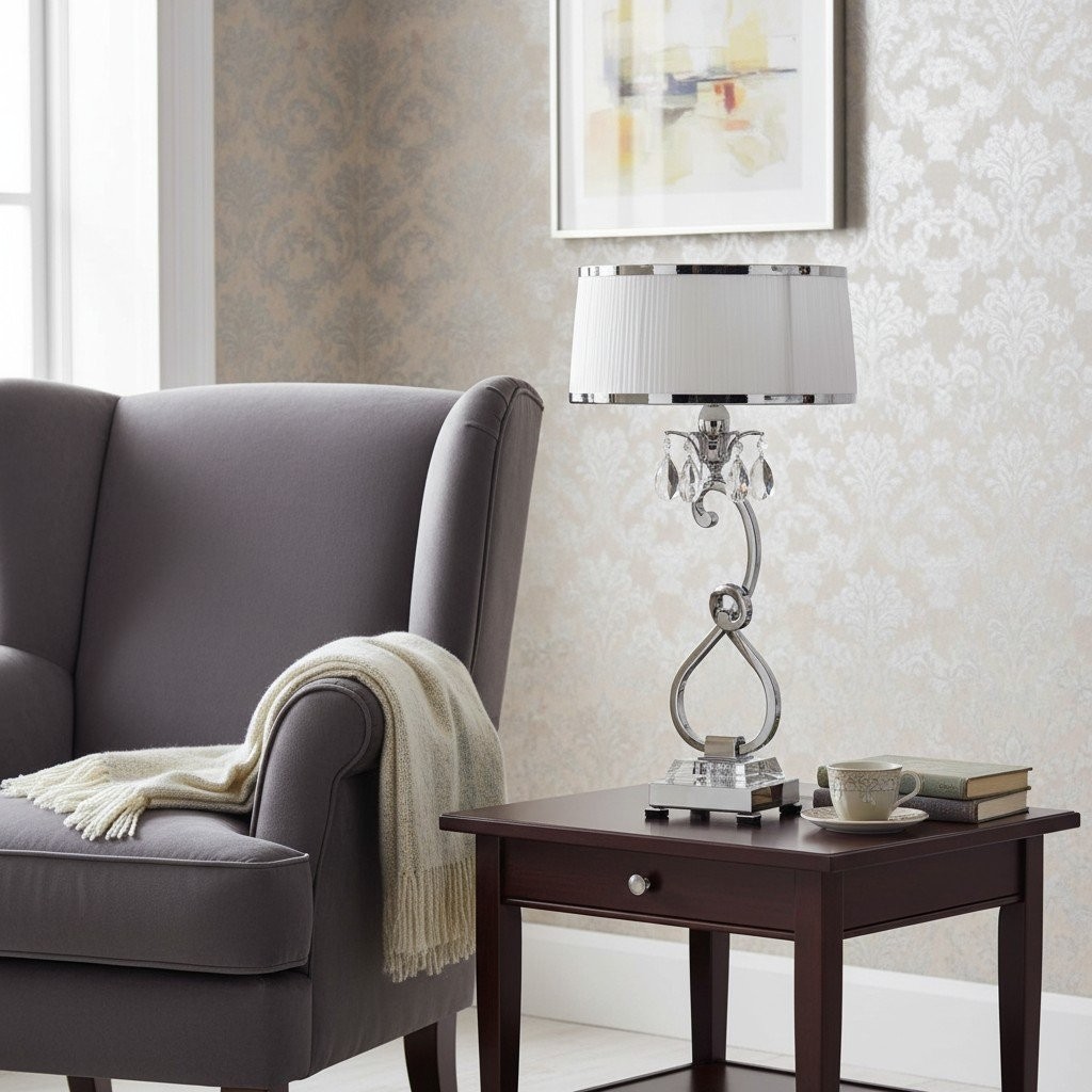 Talonis Decorative Crystal Table Lamp - Curved Metal Style for Home Interiors K1919