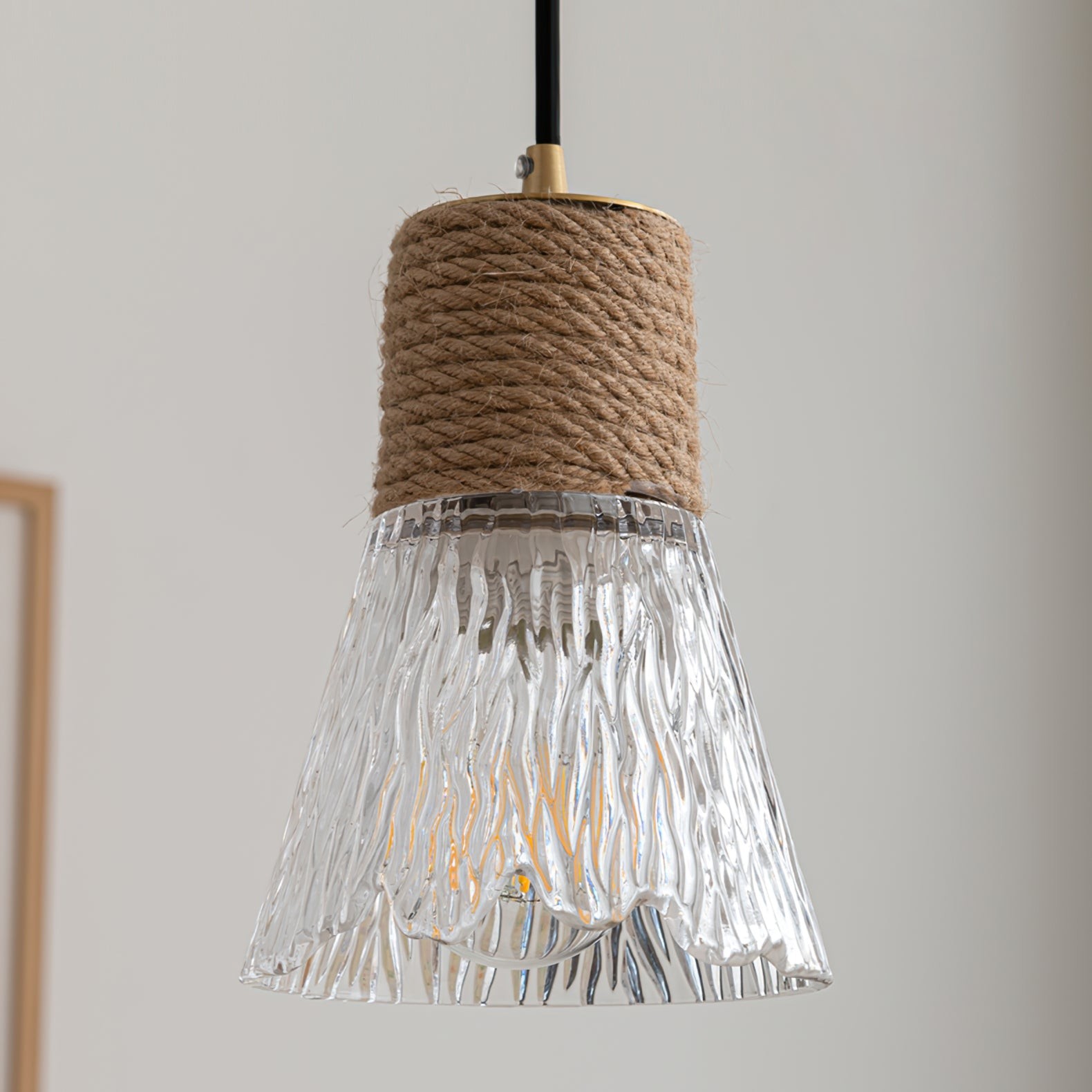 Hemp Rope Glass Pendant Lamp K1031