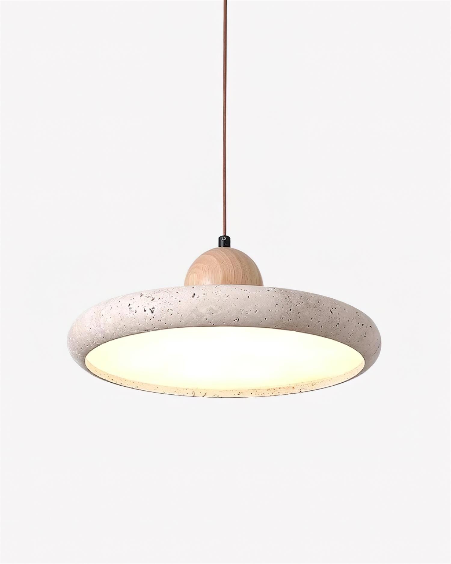Modern Minimalist Wood Travertine Disc Pendant Light K478