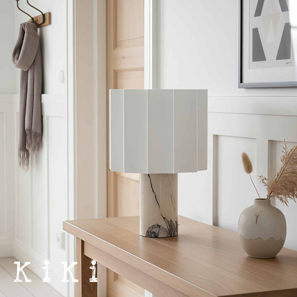 Cavilon Soft Ambient Table Lamp - Stylish Fan Shaped Shade with Marble Base K2053