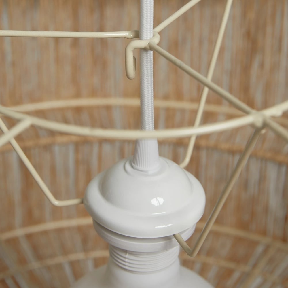 Florevian Woven Jute Hanging Light - Boho Chic Drum Pendant for Living or Dining K1636