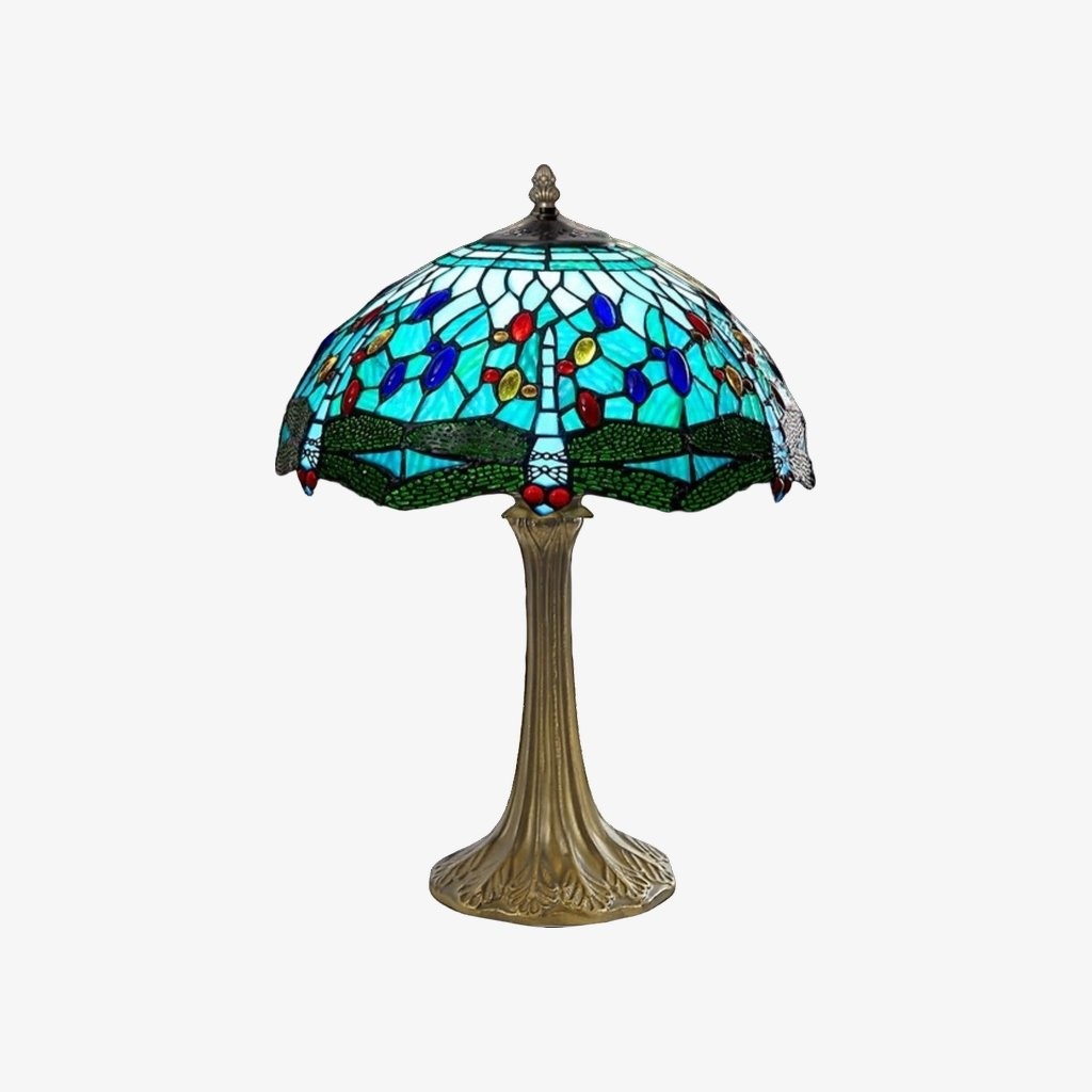 TF Dragonfly Table Lamp - Vintage Stained Glass Table Lamp K1913
