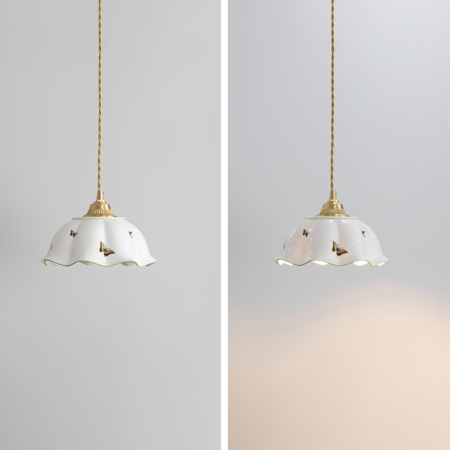 Retro Cream Style Ceramic Pendant Lamp K857