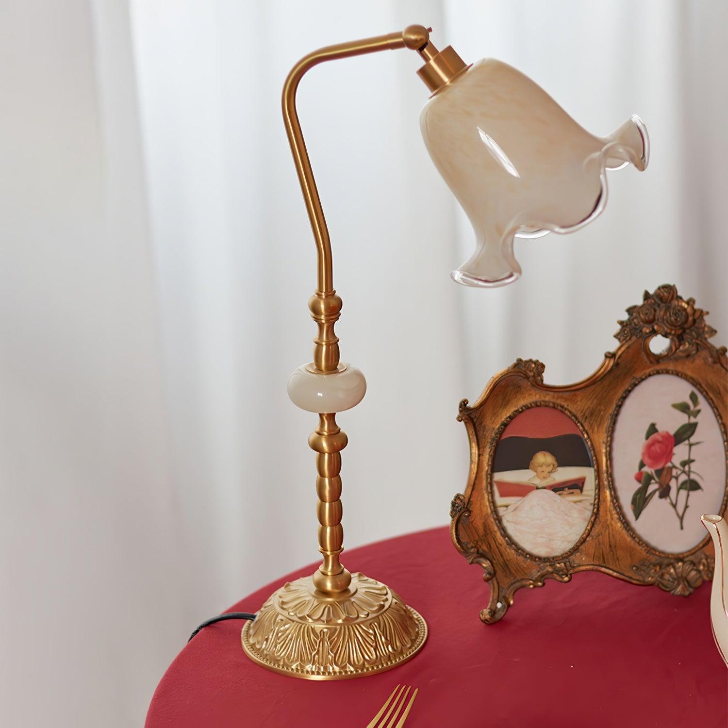 Classic Stylish White Tulip Brass Table Lamp K731