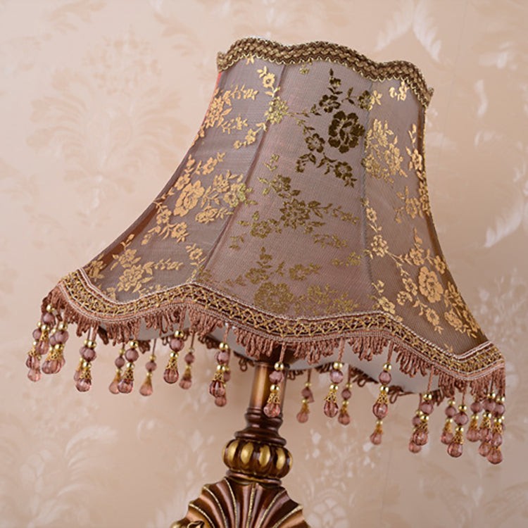 Pastoral Flower Lampshade Carved Table Lamp K715