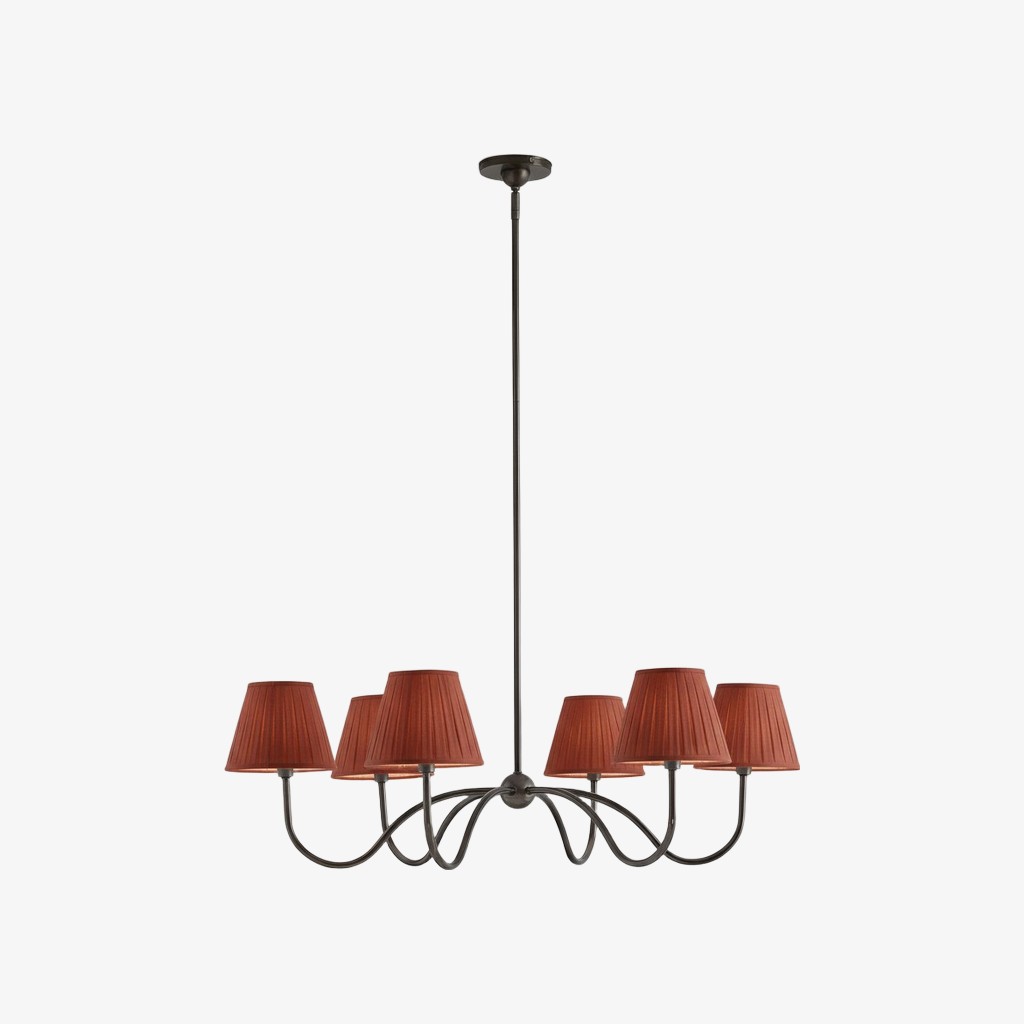 Luvora Round Pleated Shade Chandelier – Elegant Iron & Fabric Lighting for Dining & Living K1305