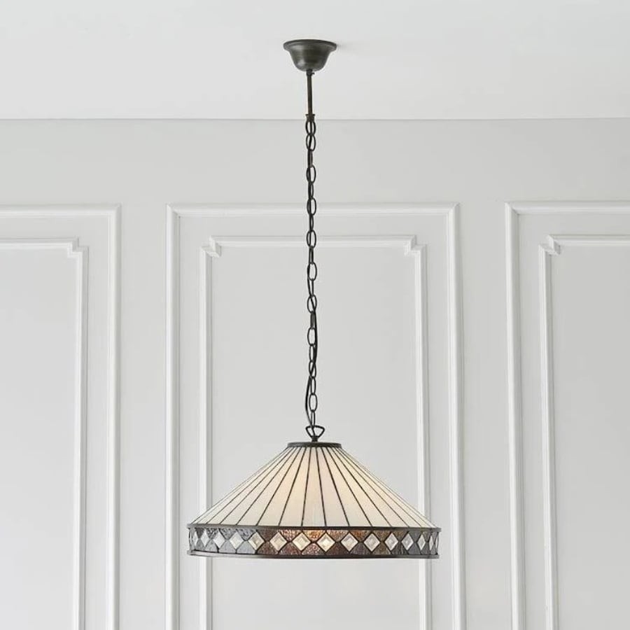 TF Fargo Pendant Light - Tiffany Style Lighting with an Art Deco Shade and Adjustable Chain K1938