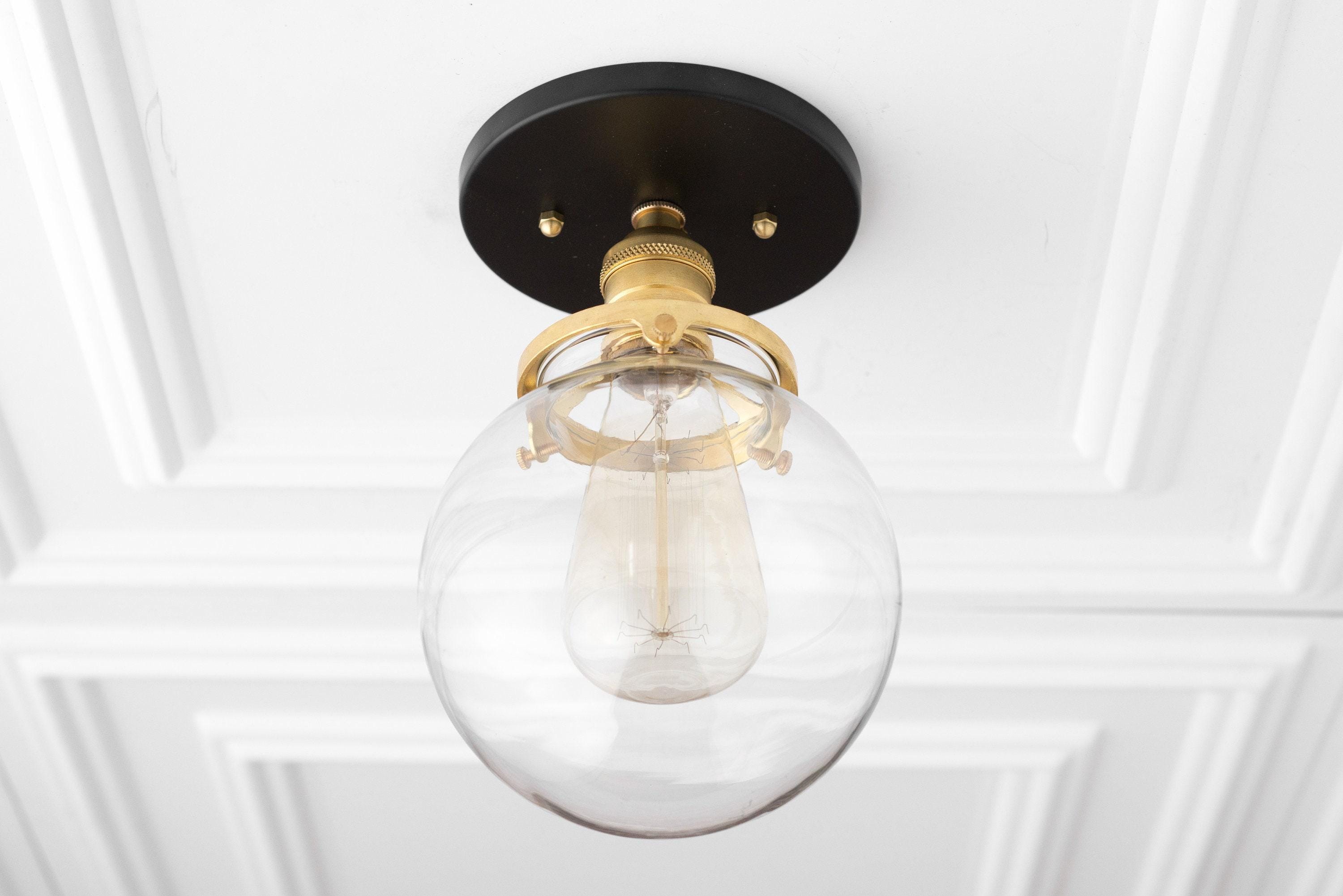 Glorica Glass Retro Globe Ceiling Light - Vintage Industrial Home Lighting K1509